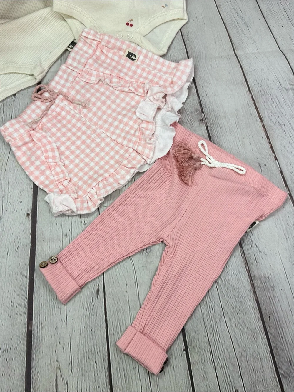 NWT rabbit + bear 4pc organic cherry set coquette ruffle feminine cottage